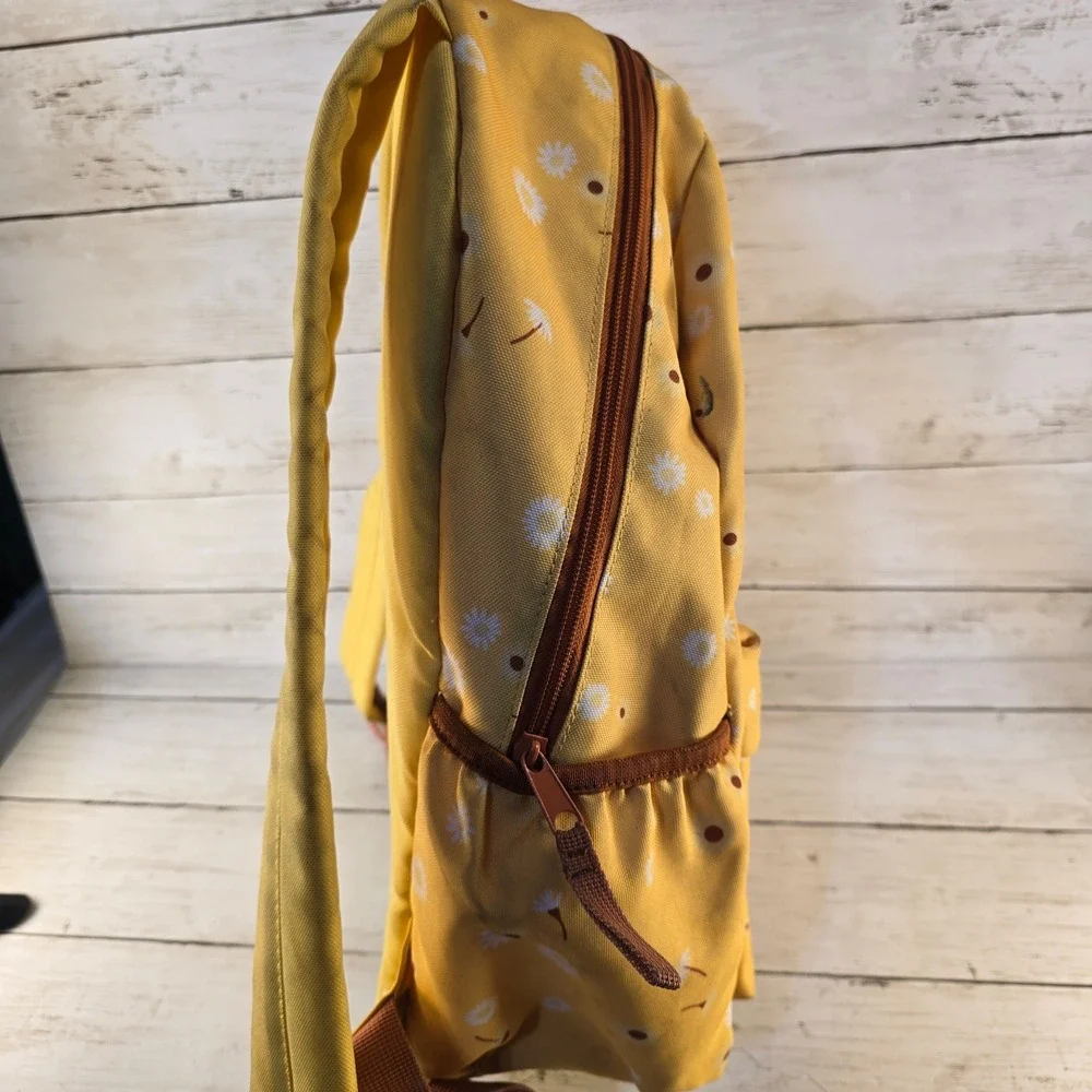 Yellow Daisy Floral Bee A Good Friend Canvas Backpack School Travel Bag